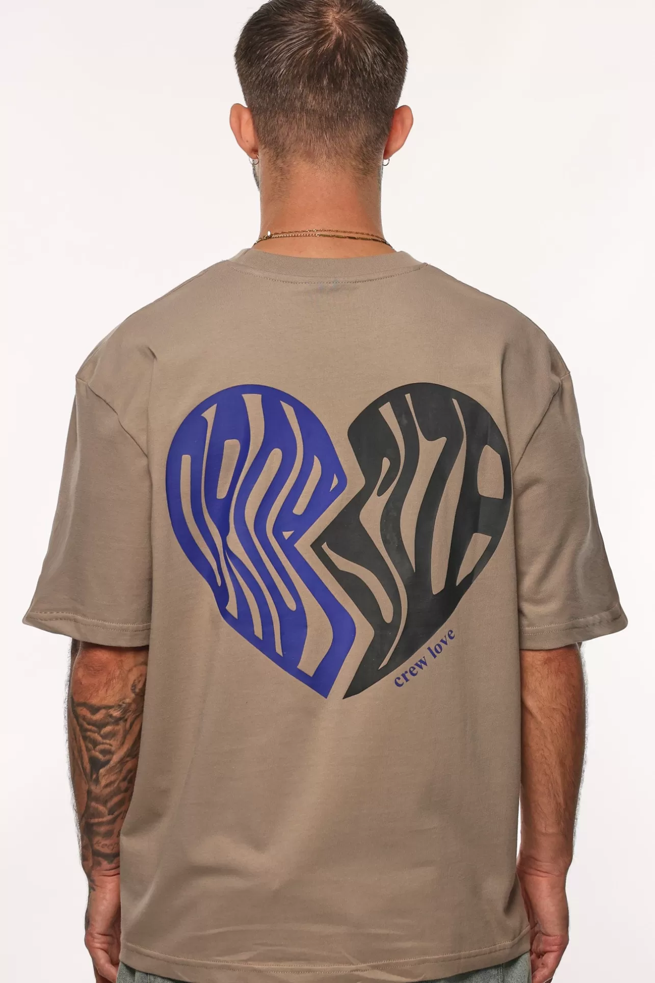 Dropsize HEAVY BROKEN HEART T-SHIRT SIMPLE TAUPE* T Shirt