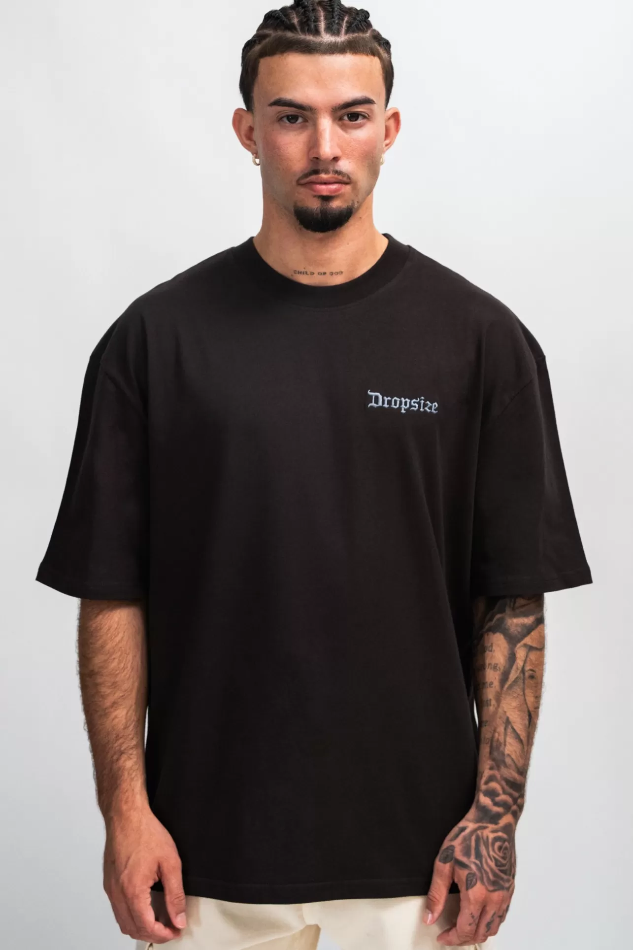 Dropsize HEAVY CREW HEART T-SHIRT WASHED BLACK* T Shirt