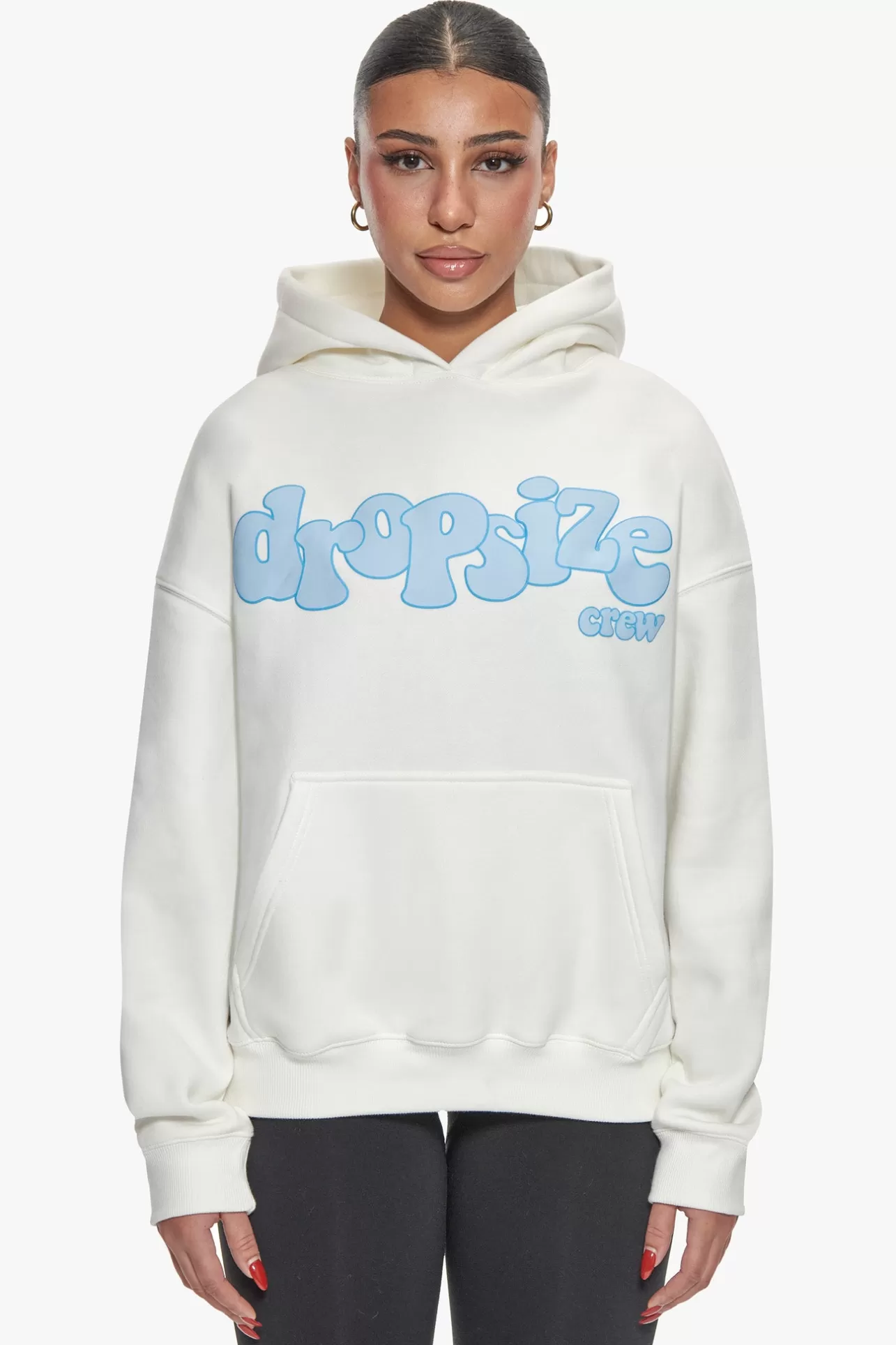 Dropsize HEAVY OVERSIZE BLUE PUFFER PRINT HOODIE CREAM WHITE*Women Women