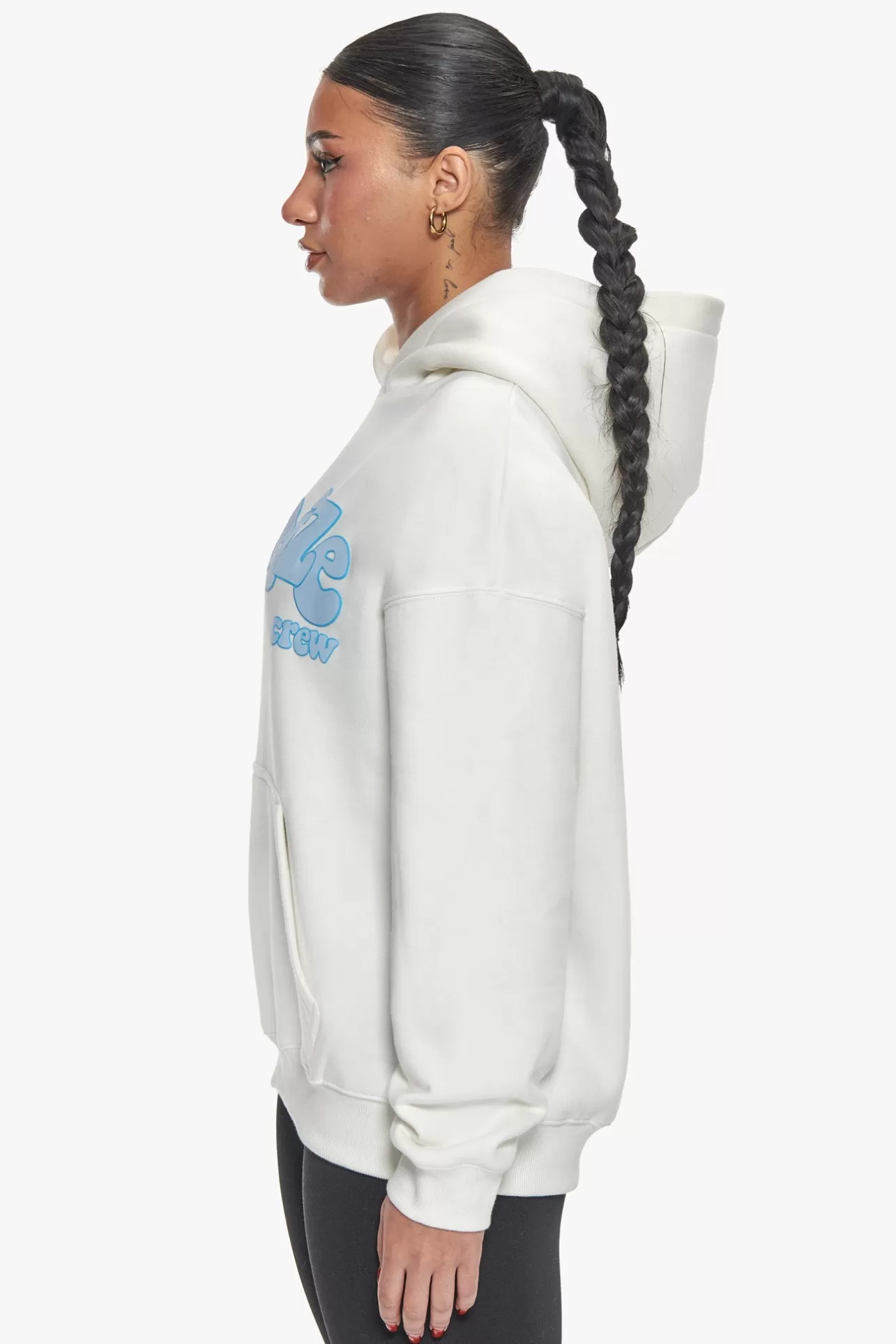 Dropsize HEAVY OVERSIZE BLUE PUFFER PRINT HOODIE CREAM WHITE*Women Women