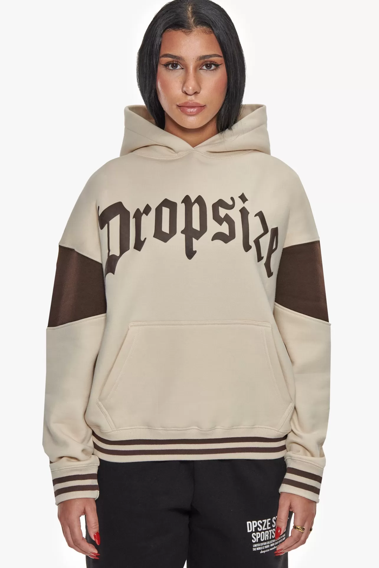 Dropsize HEAVY OVERSIZE COLOR SLEEVE HOODIE COCONUT MILK / CHOCOLATE BROWN*Women Women