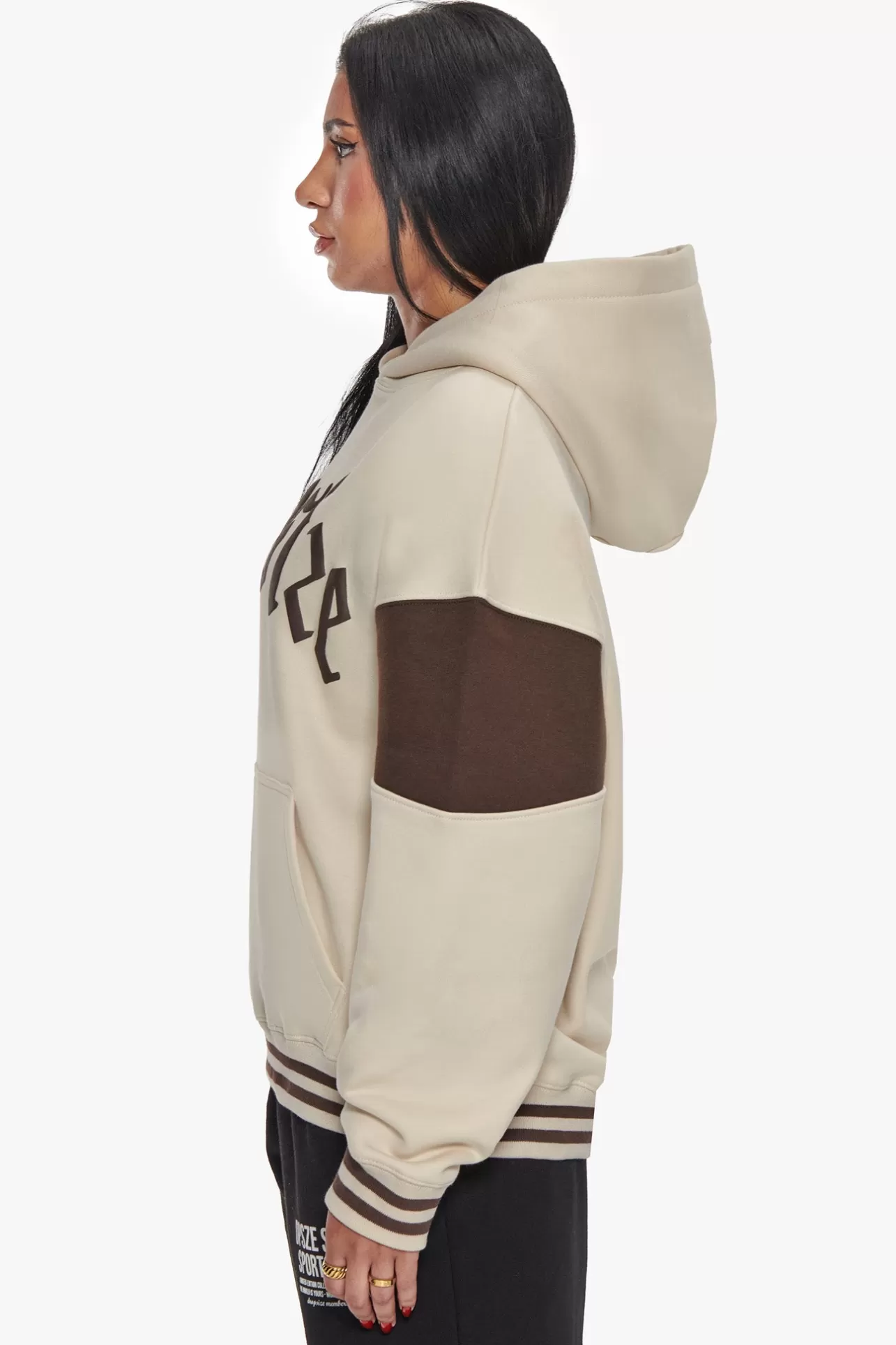 Dropsize HEAVY OVERSIZE COLOR SLEEVE HOODIE COCONUT MILK / CHOCOLATE BROWN*Women Women