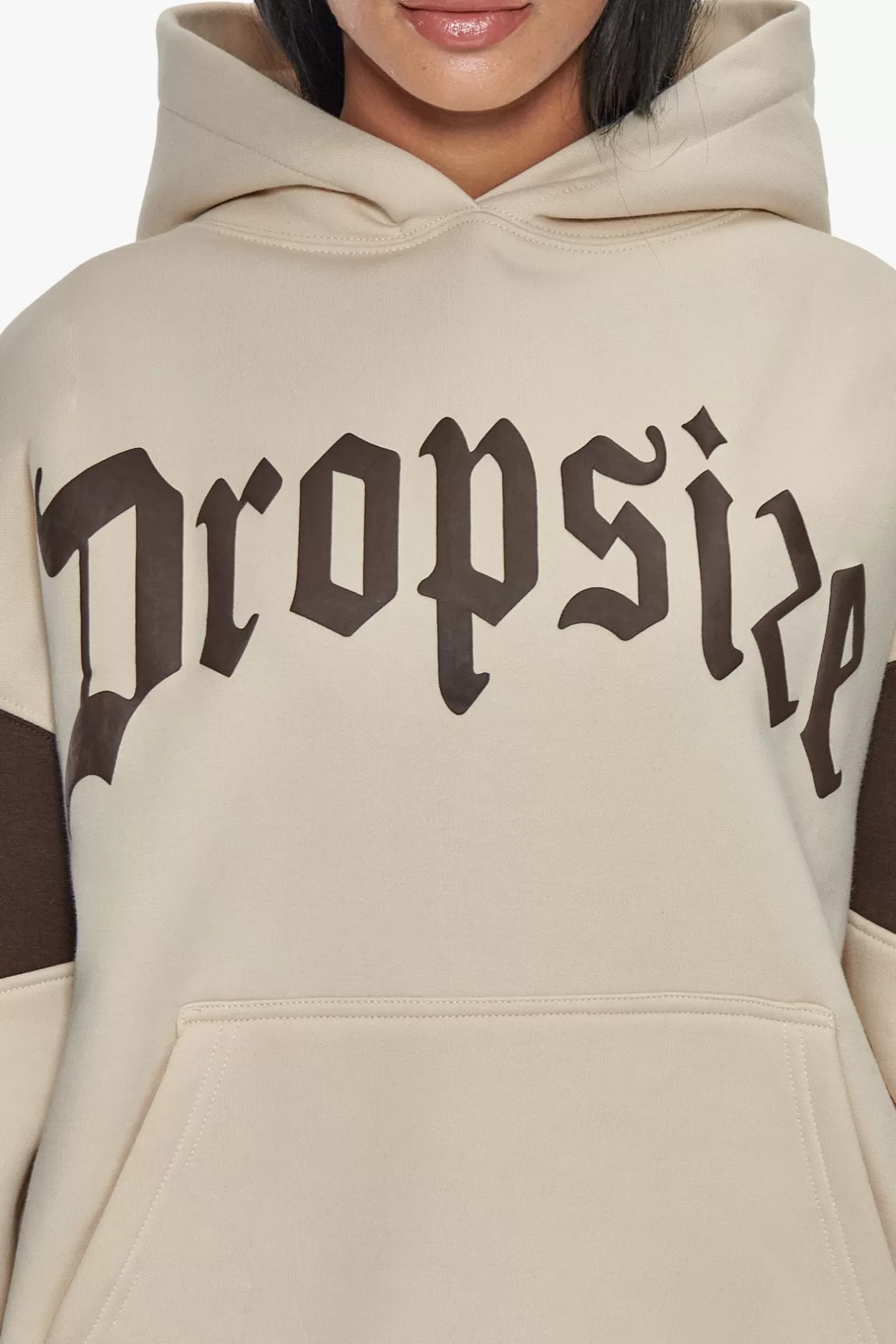 Dropsize HEAVY OVERSIZE COLOR SLEEVE HOODIE COCONUT MILK / CHOCOLATE BROWN*Women Women