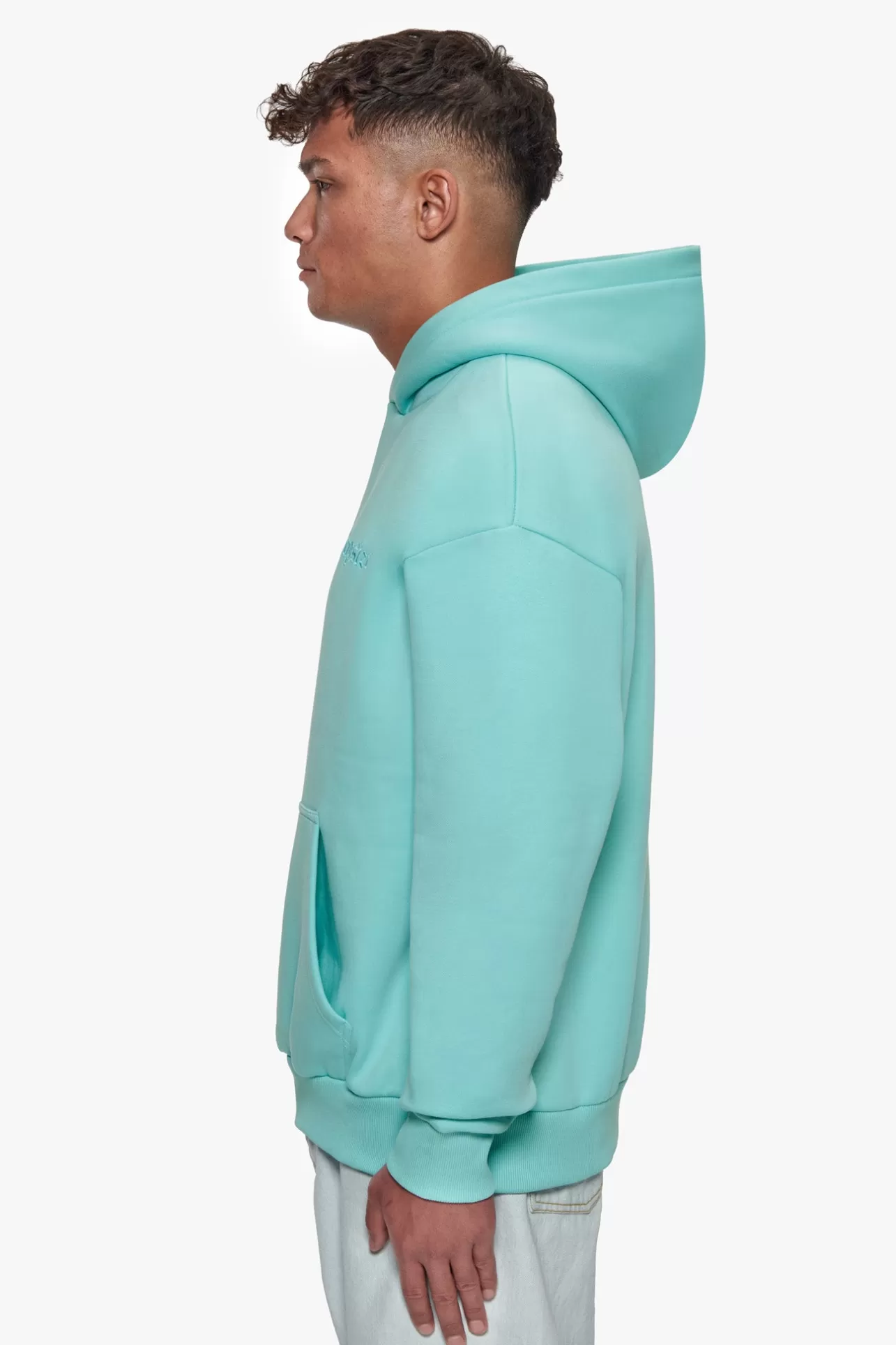 Dropsize HEAVY OVERSIZE EMBO HOODIE TURQUOISE* Hoodie
