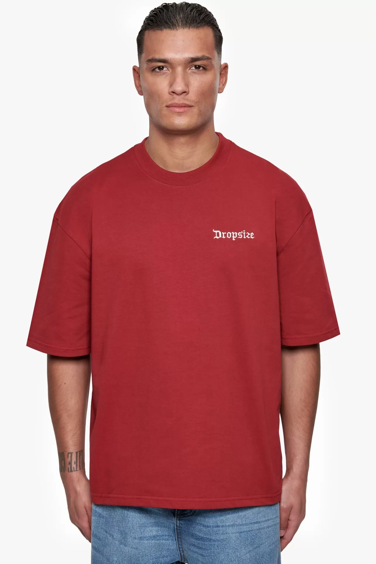 Dropsize HEAVY OVERSIZE EMBO T-SHIRT RED* T Shirt