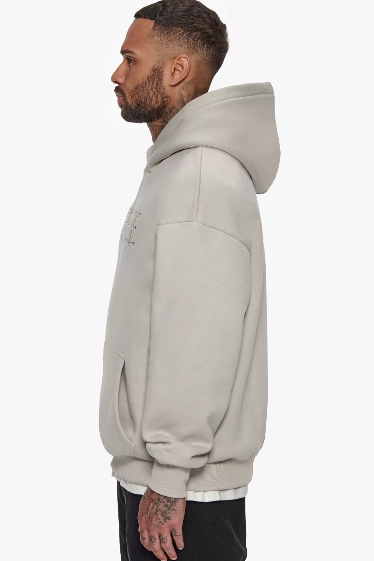 Dropsize HEAVY OVERSIZE FLAT FRONT EMBO HOODIE MOON BEAM* Hoodie