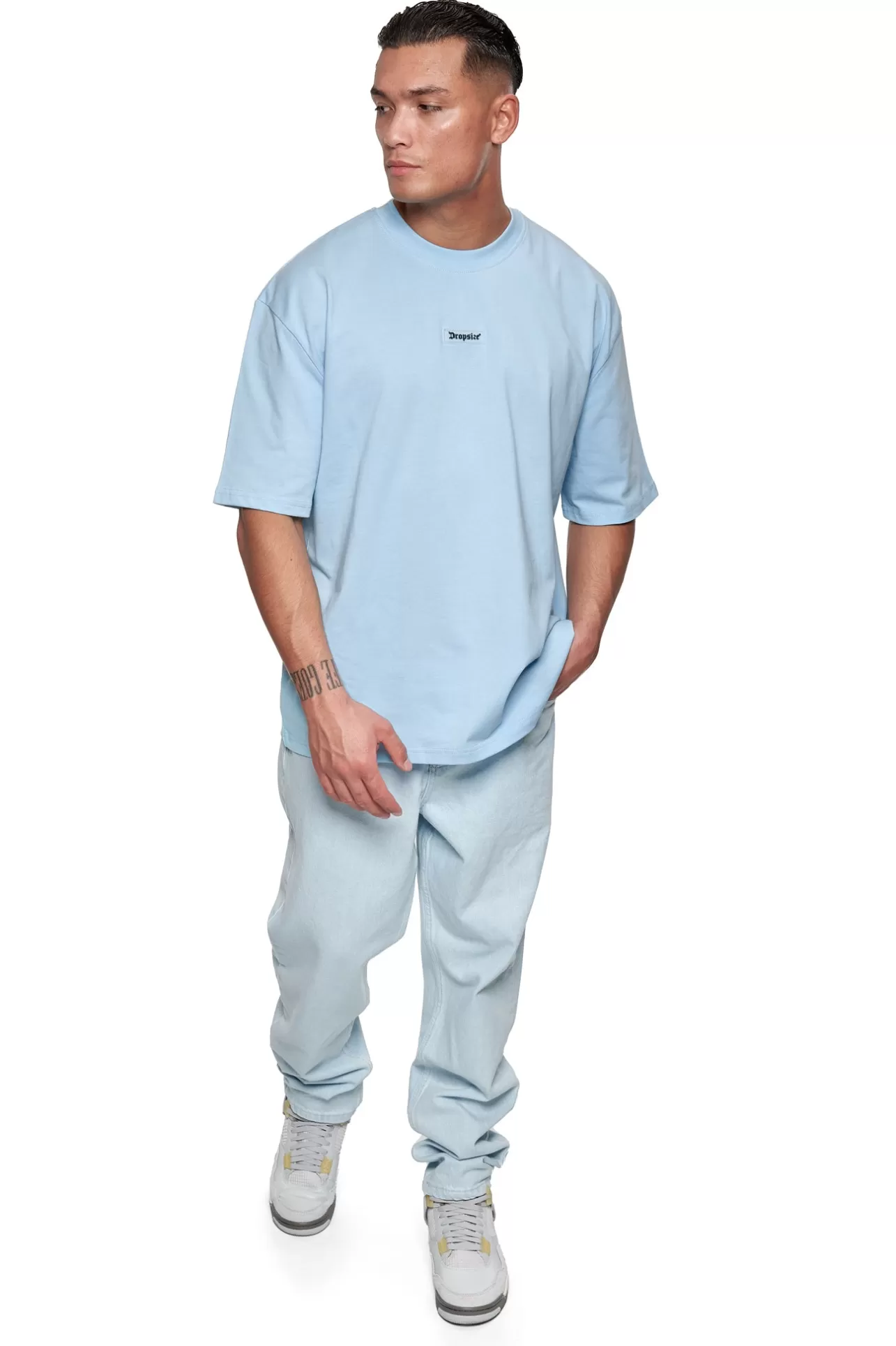 Dropsize HEAVY OVERSIZE FRONT RUBBER PATCH T-SHIRT BABY BLUE* T Shirt