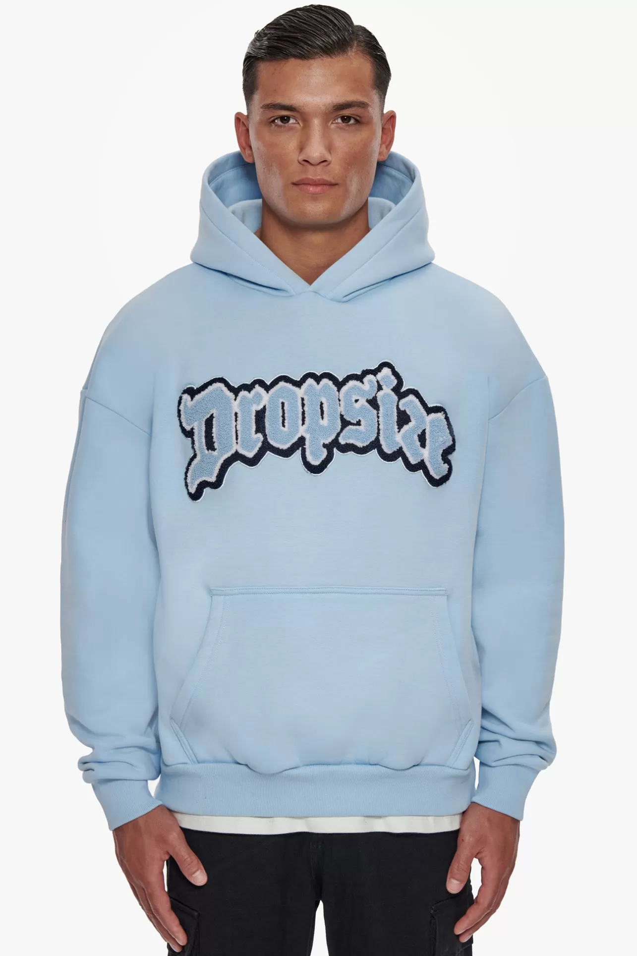 Dropsize HEAVY OVERSIZE FROTTEE HOODIE BABY BLUE* Hoodie