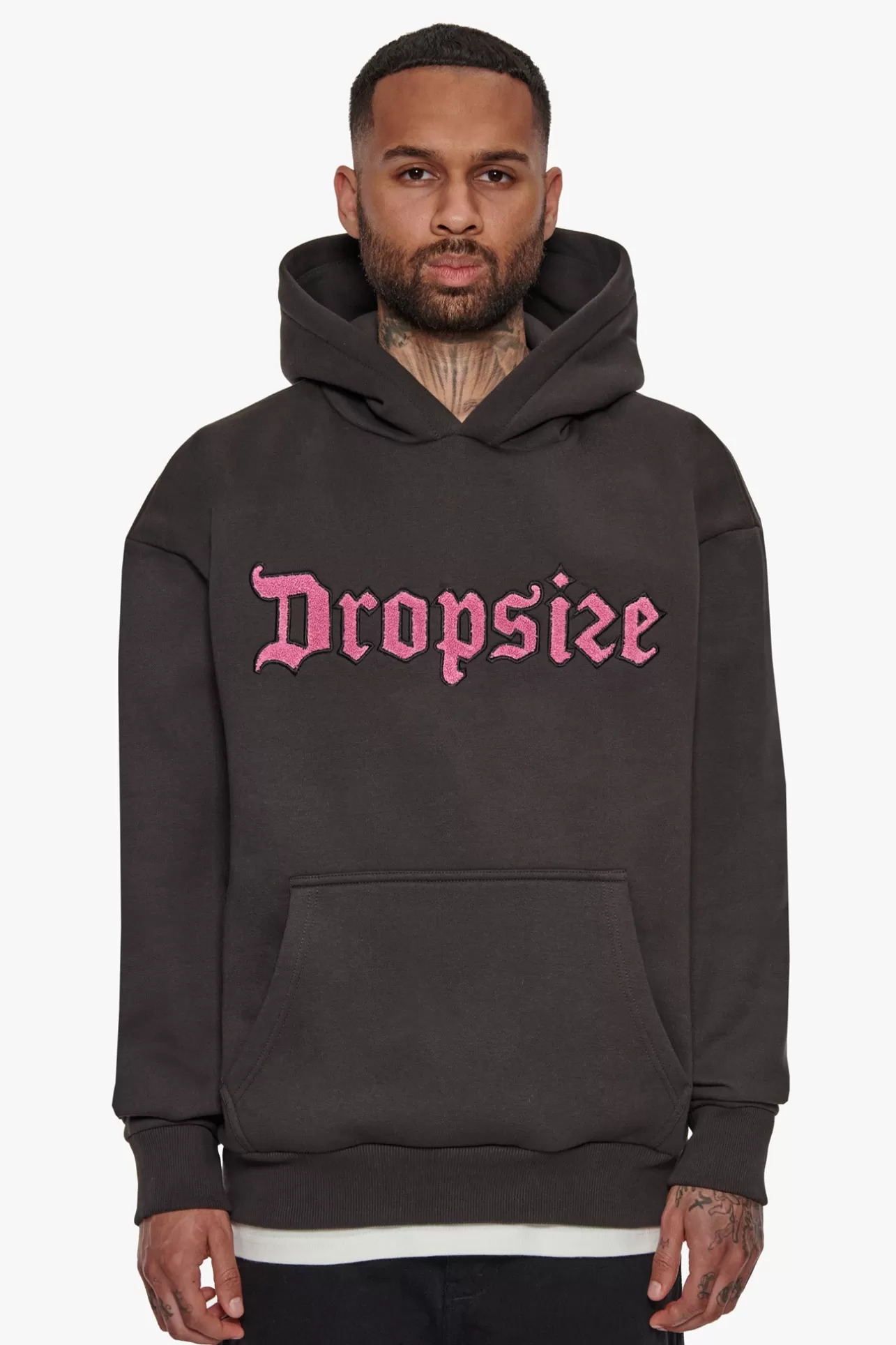 Dropsize HEAVY OVERSIZE FROTTEE HOODIE WASHED BLACK* Hoodie