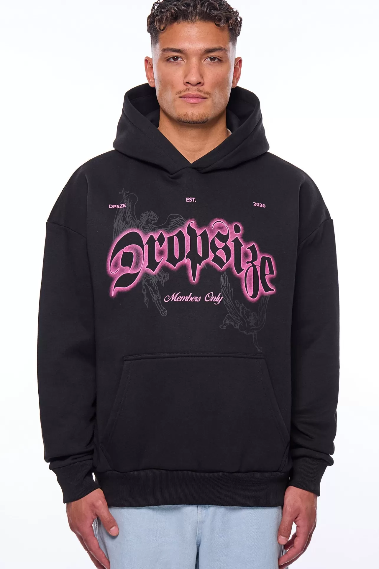 Dropsize HEAVY OVERSIZE GLOWING LOGO HOODIE BLACK* Hoodie