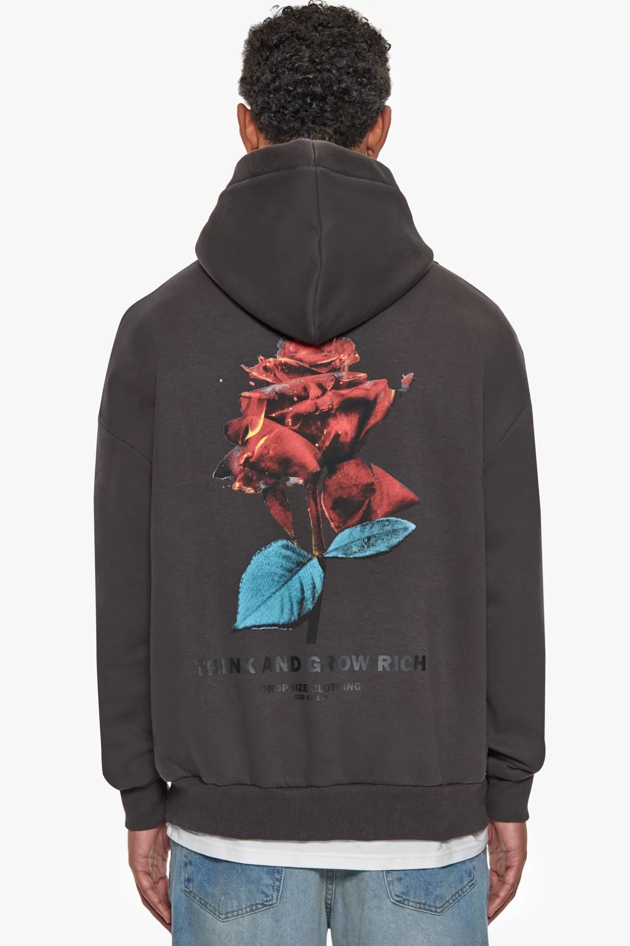 Dropsize HEAVY OVERSIZE GROW RICH HOODIE WASHED BLACK* Hoodie