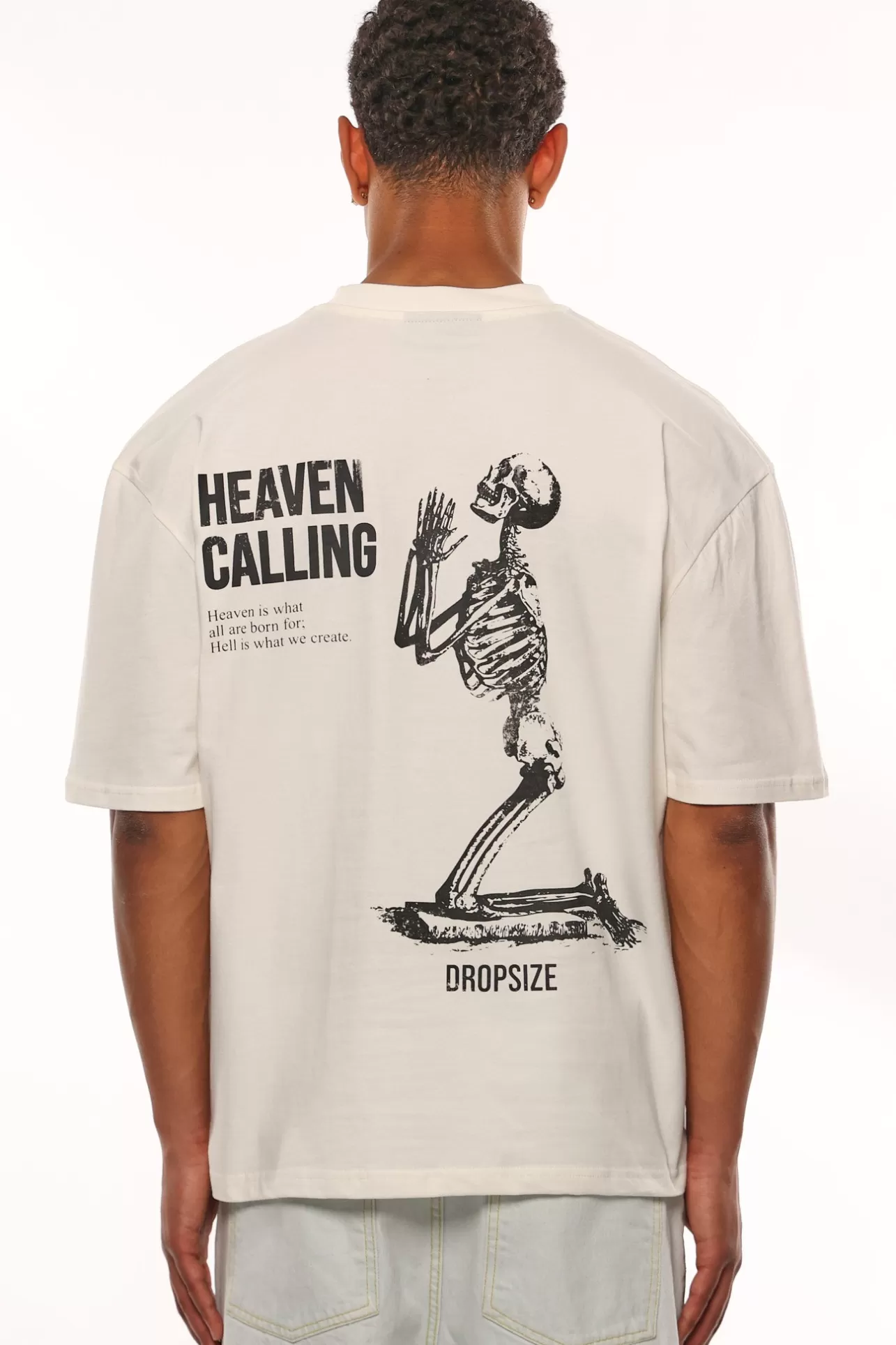 Dropsize HEAVY OVERSIZE HEAVEN CALLING T-SHIRT CREAM WHITE* T Shirt