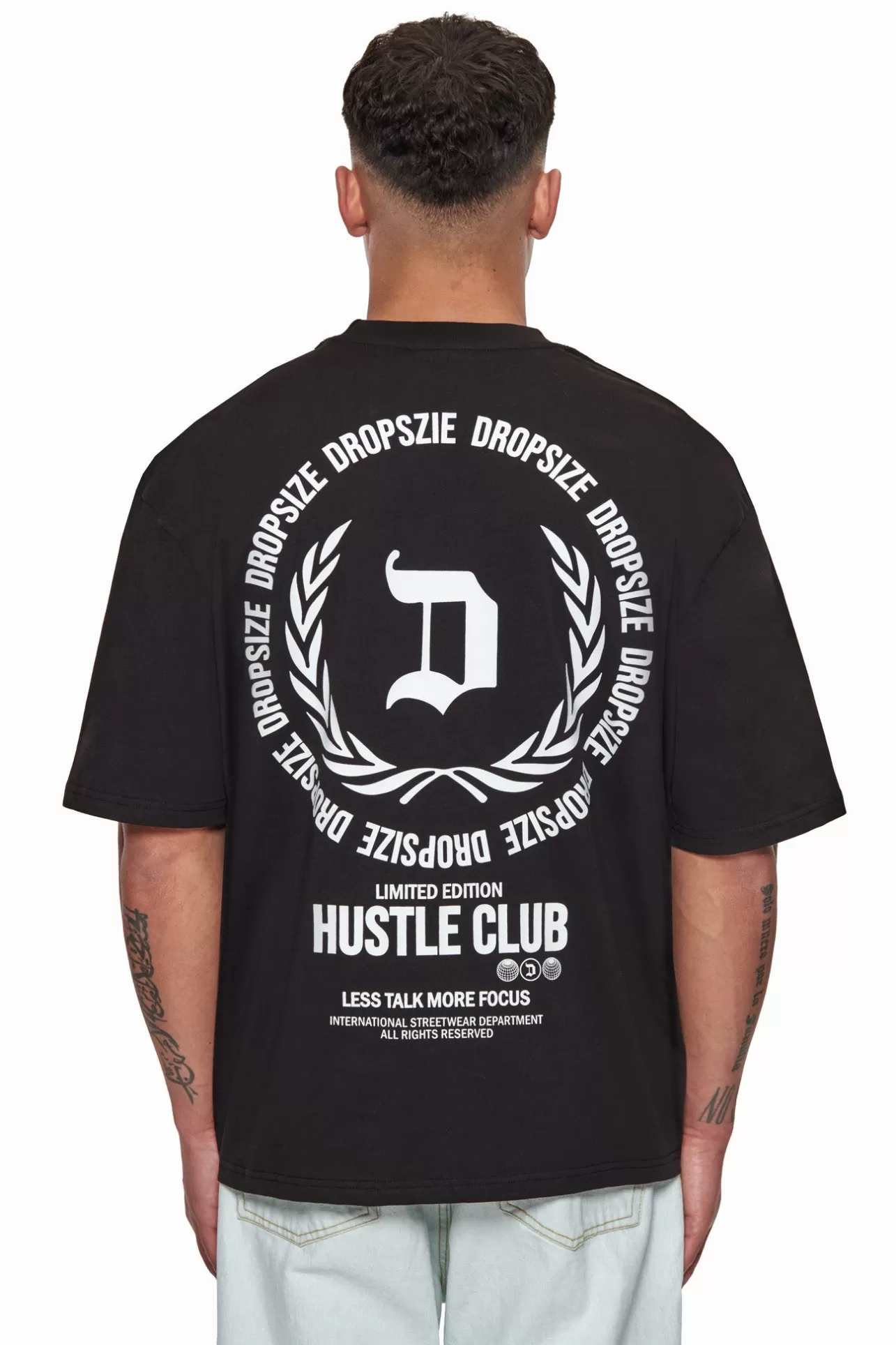 Dropsize HEAVY OVERSIZE HUSTLE CLUB CIRCLE T-SHIRT BLACK* T Shirt