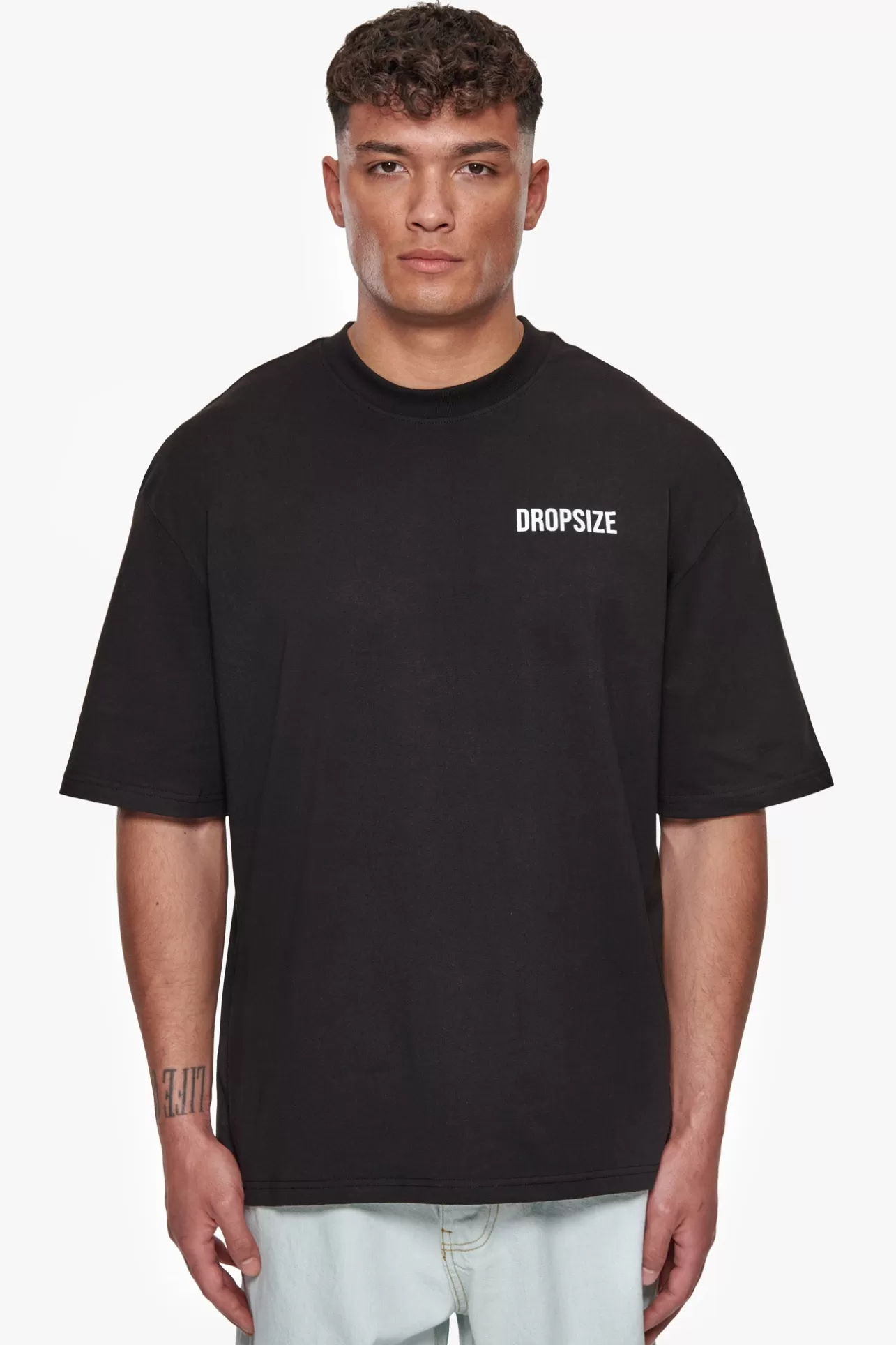 Dropsize HEAVY OVERSIZE HUSTLE CLUB CIRCLE T-SHIRT BLACK* T Shirt