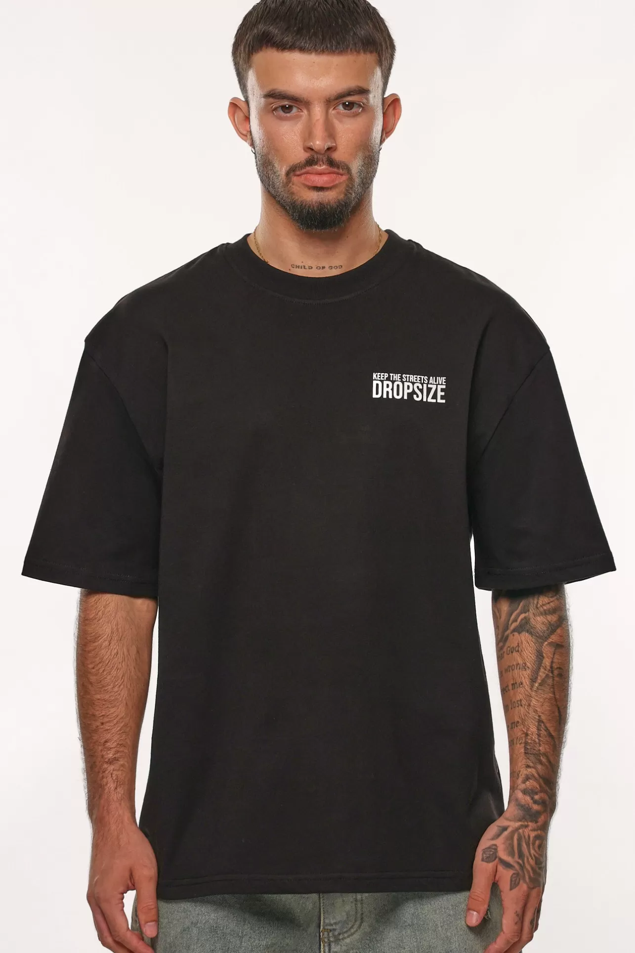 Dropsize HEAVY OVERSIZE KEEP THE STREETS T-SHIRT BLACK* T Shirt