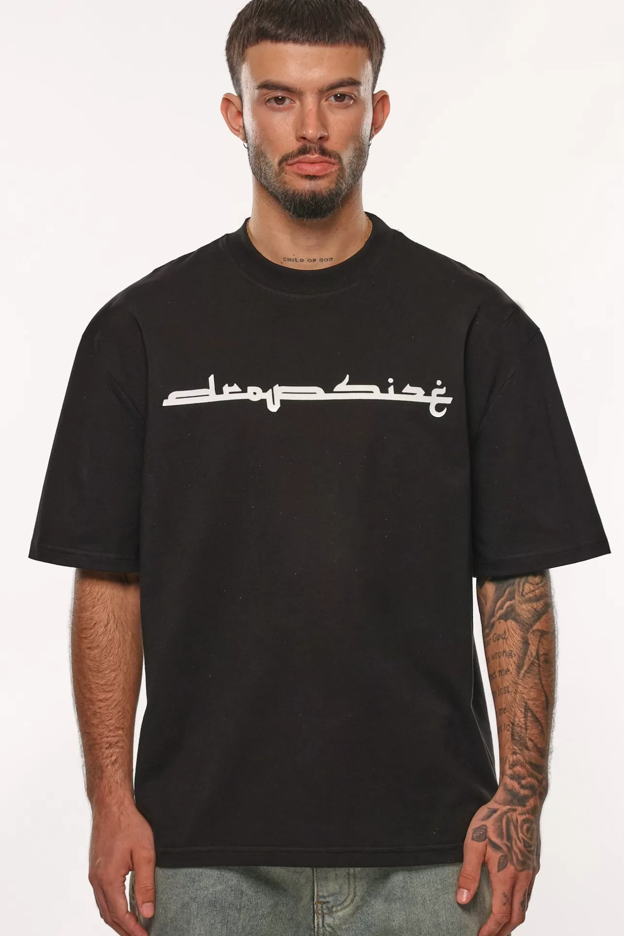 Dropsize HEAVY OVERSIZE KUFI LOGO T-SHIRT BLACK* T Shirt