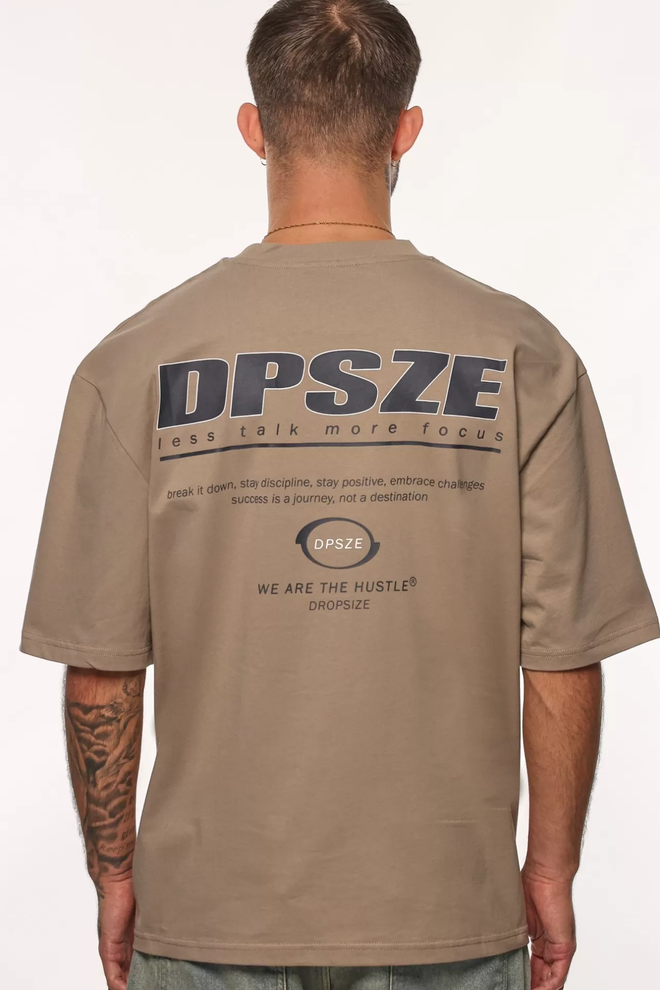 Dropsize HEAVY OVERSIZE LESS TALK T-SHIRT SIMPLE TAUPE* T Shirt