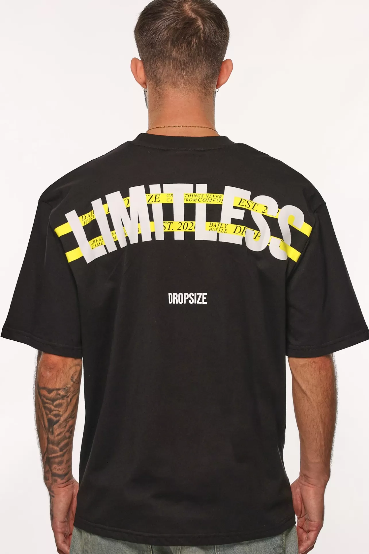 Dropsize HEAVY OVERSIZE LIMITLESS T-SHIRT BLACK / YELLOW* T Shirt