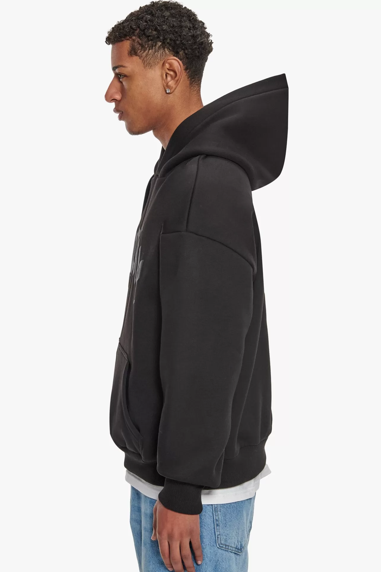 Dropsize HEAVY OVERSIZE LOGO BUFFER PRINT HOODIE BLACK* Hoodie