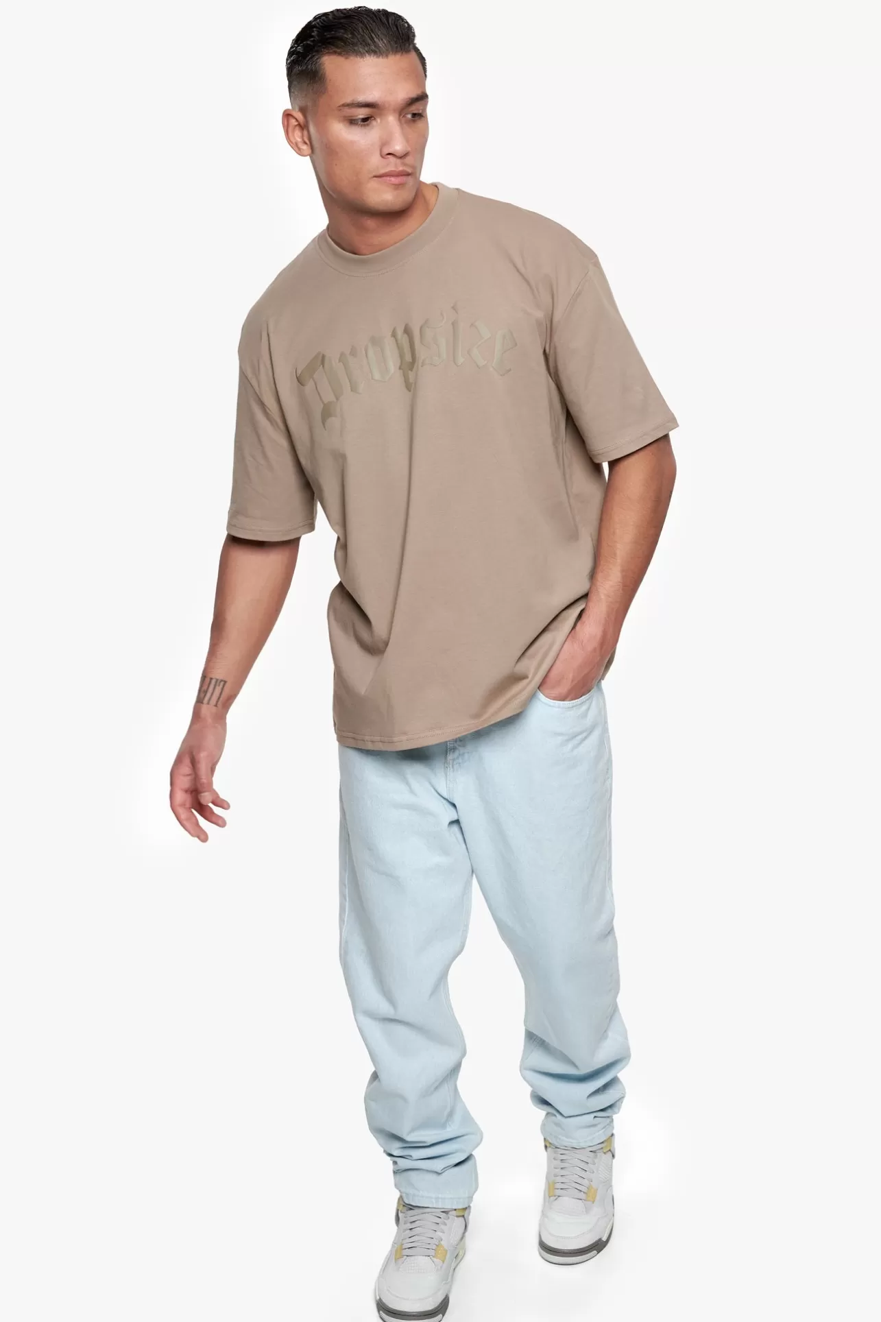 Dropsize HEAVY OVERSIZE LOGO PUFFER PRINT T-SHIRT WEATHERED TEAK* T Shirt