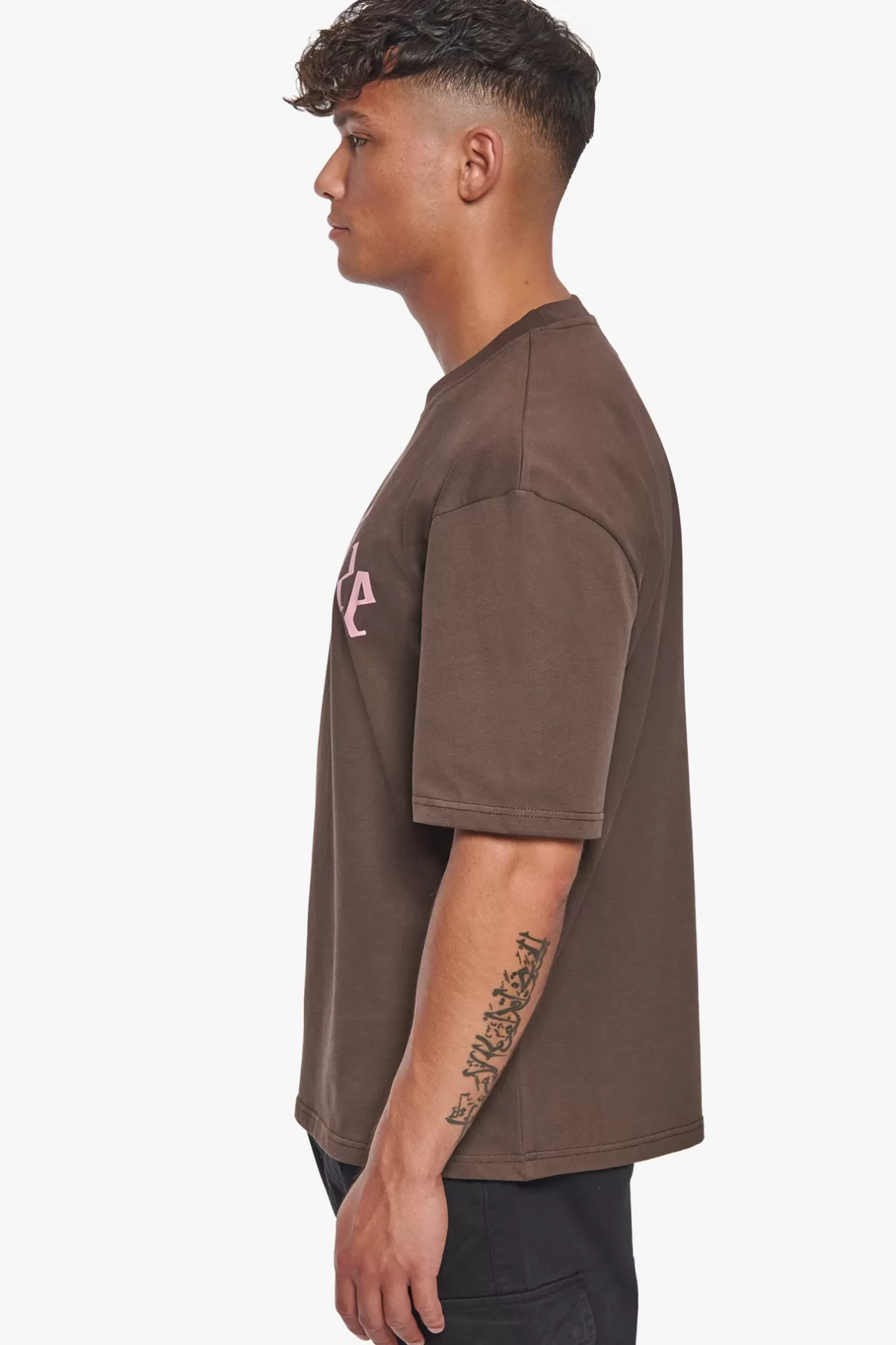 Dropsize HEAVY OVERSIZE LOGO T-SHIRT CHOCOLATE BROWN* T Shirt