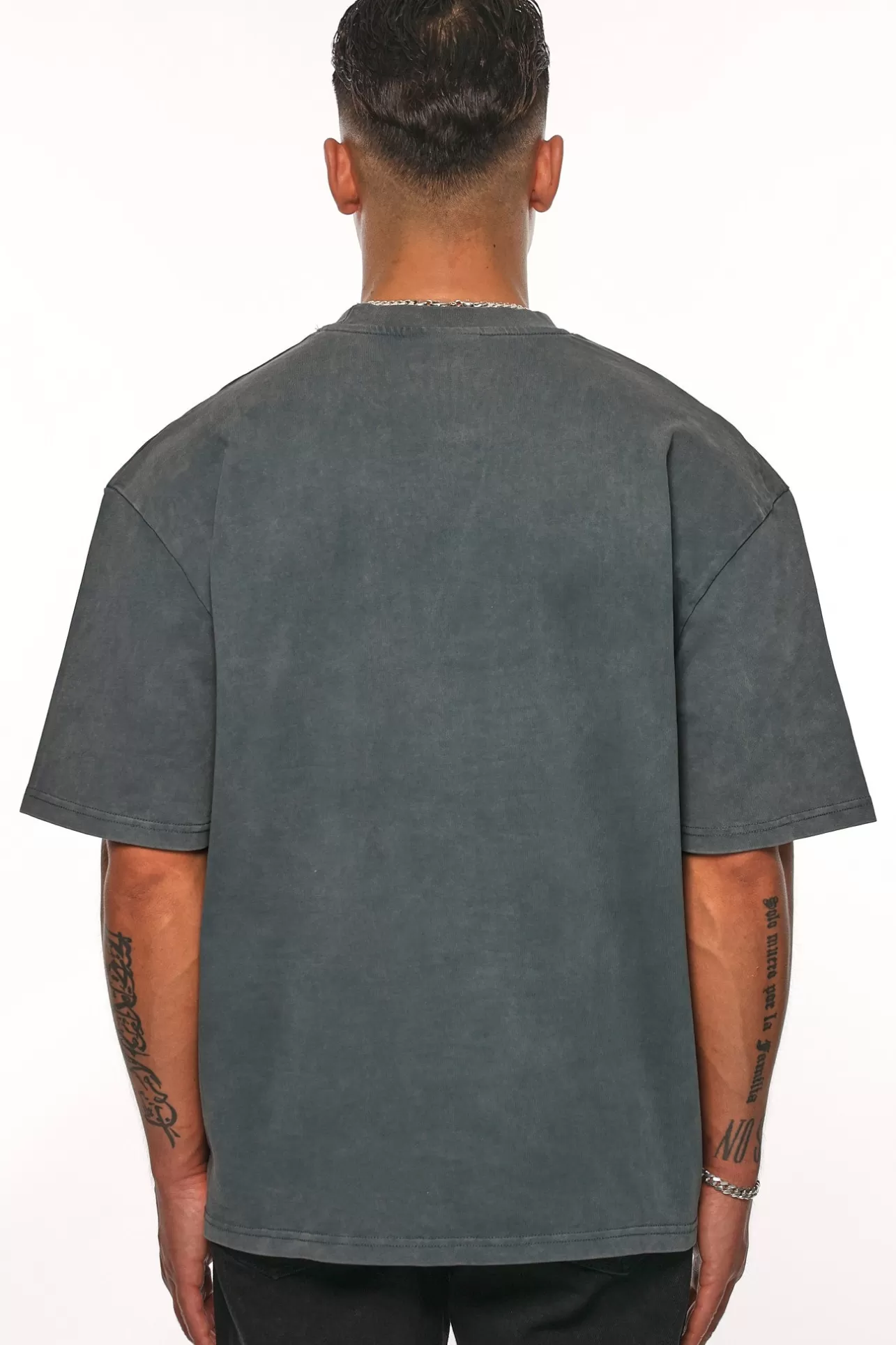 Dropsize HEAVY OVERSIZE METAL PATCH BASIC T-SHIRT WASHED GREY* T Shirt