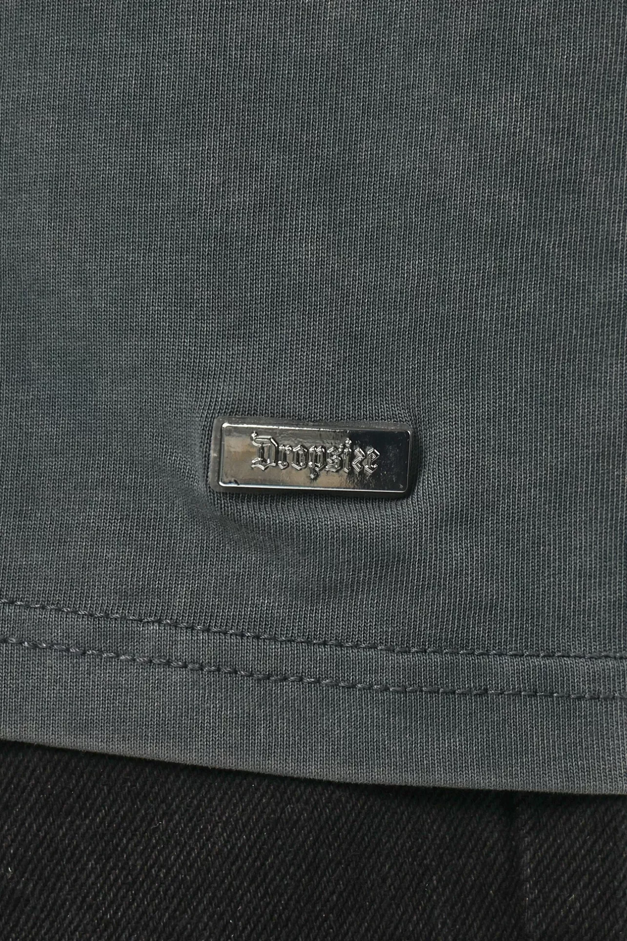 Dropsize HEAVY OVERSIZE METAL PATCH BASIC T-SHIRT WASHED GREY* T Shirt