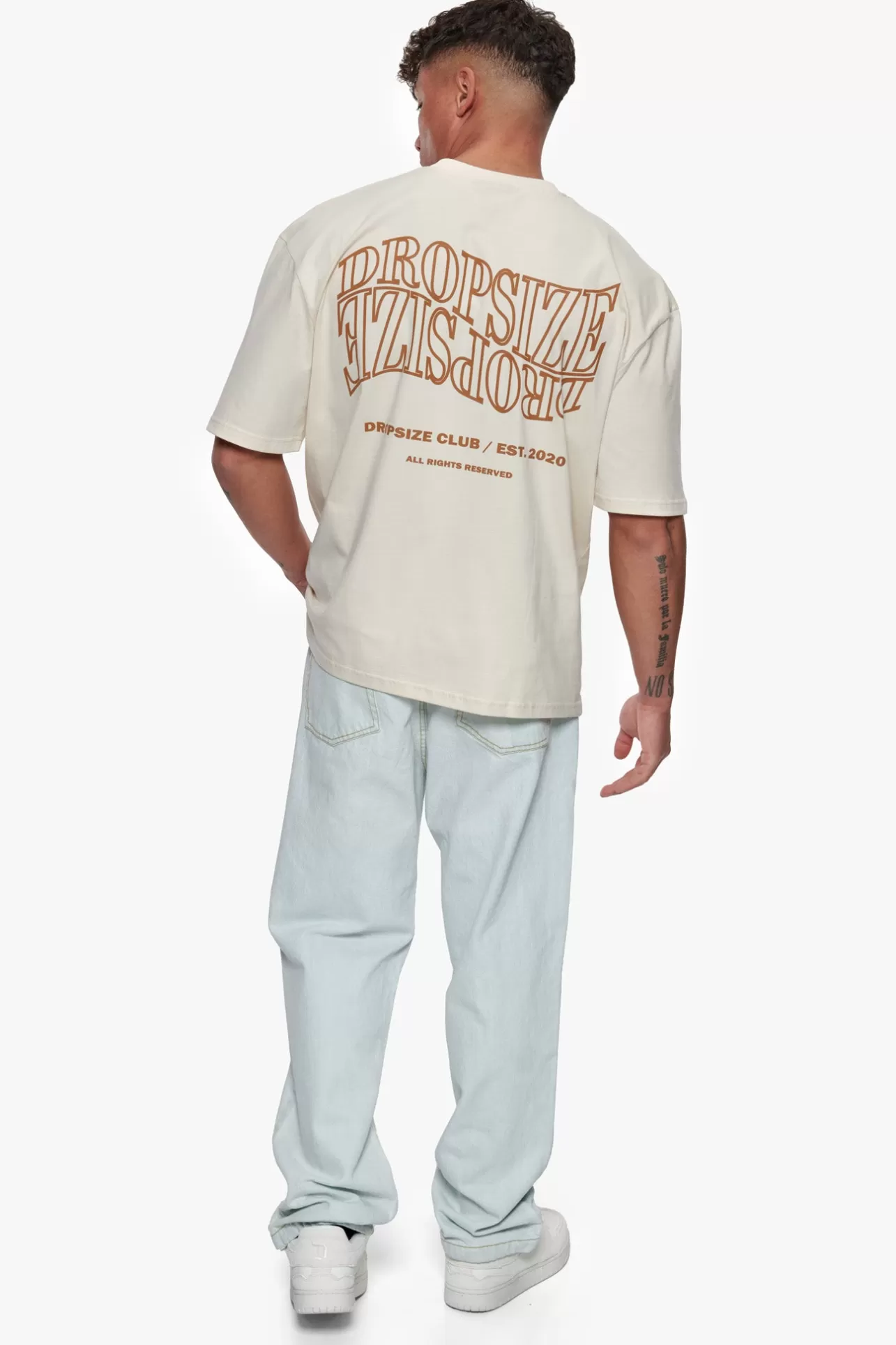 Dropsize HEAVY OVERSIZE MIRRORED LOGO T-SHIRT COCONUT MILK* T Shirt
