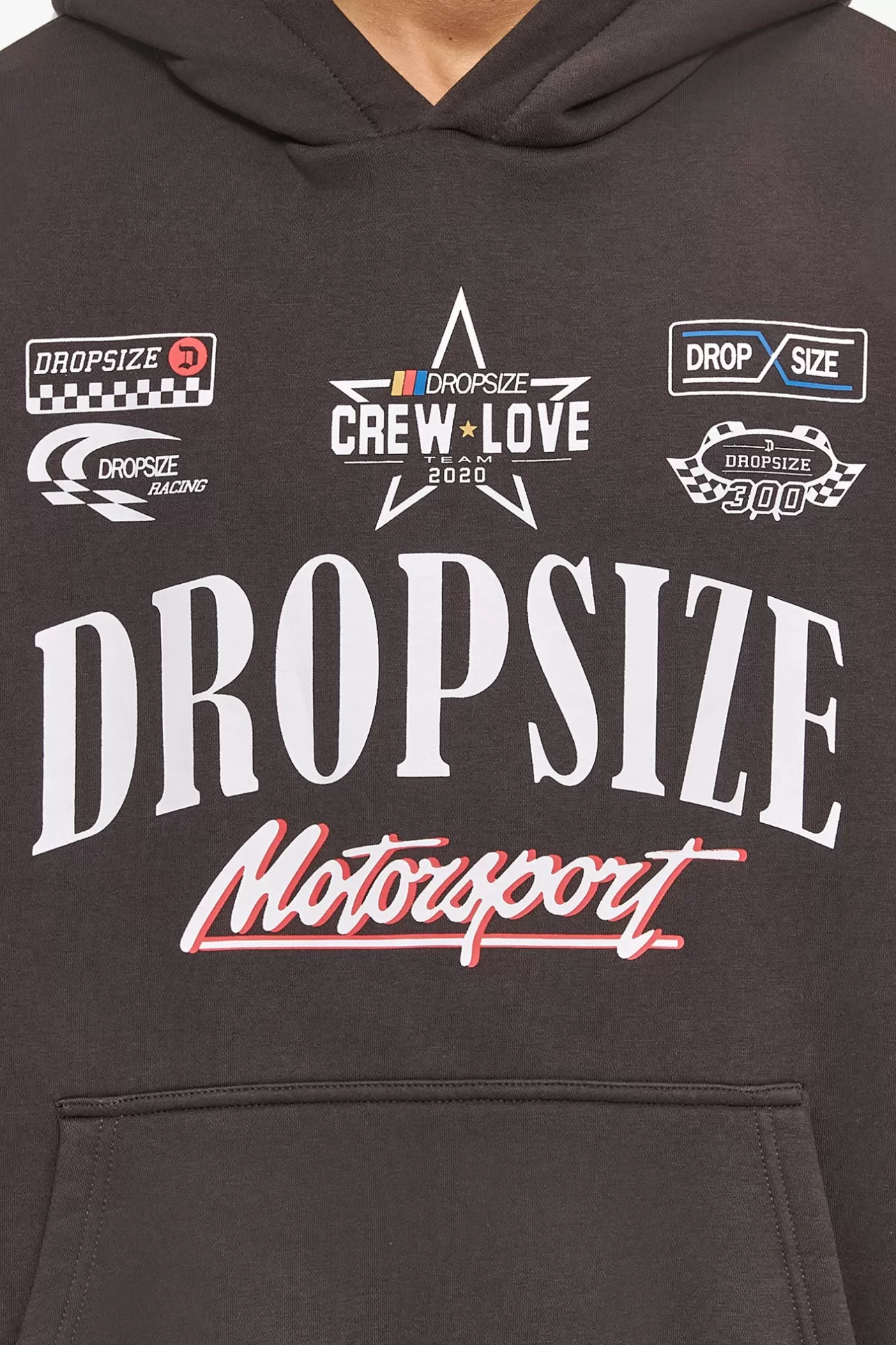 Dropsize HEAVY OVERSIZE MOTORSPORT HOODIE WASHED BLACK* Hoodie