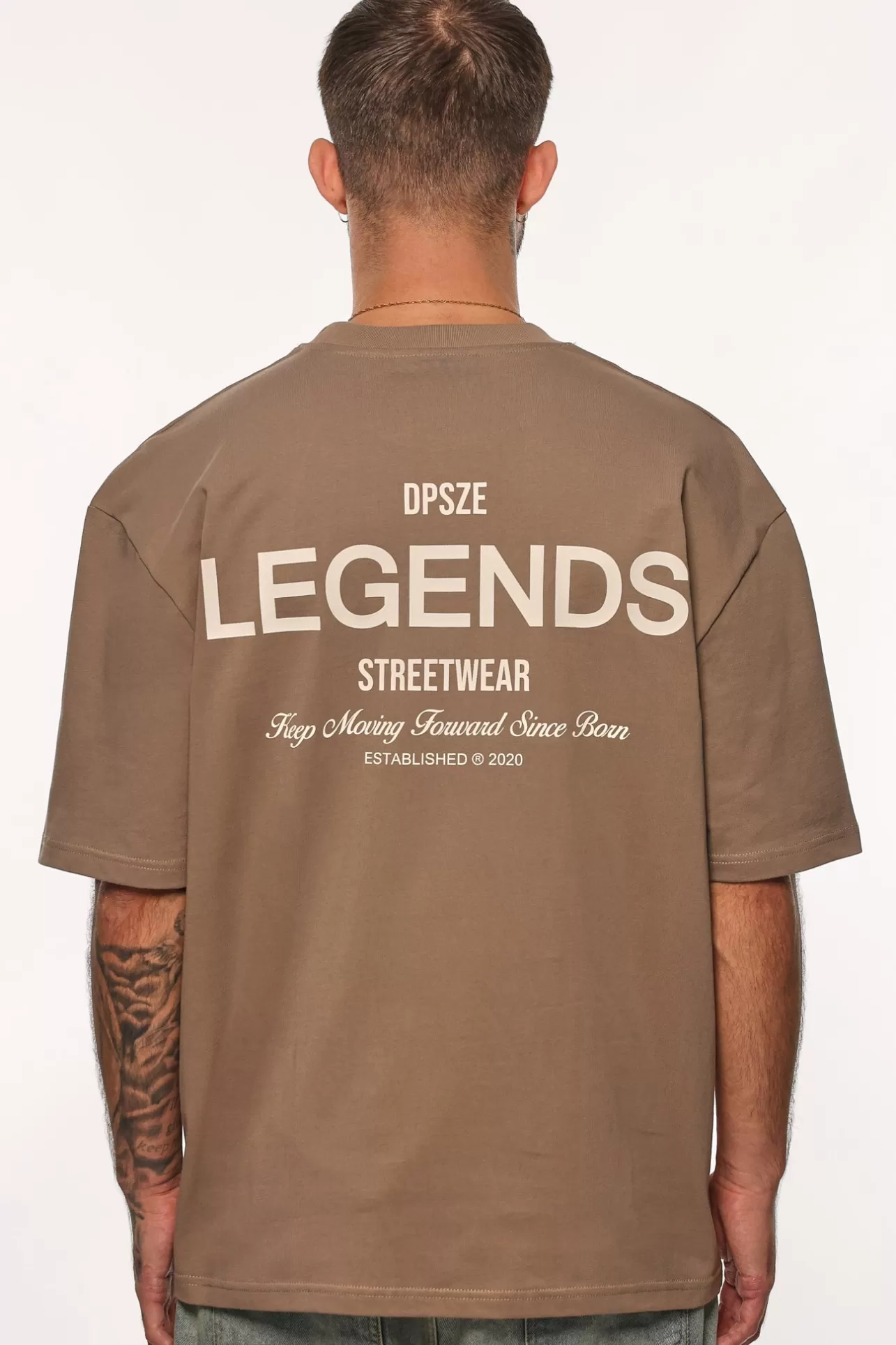 Dropsize HEAVY OVERSIZE MOVING FORWARD T-SHIRT SILVER MINK* T Shirt