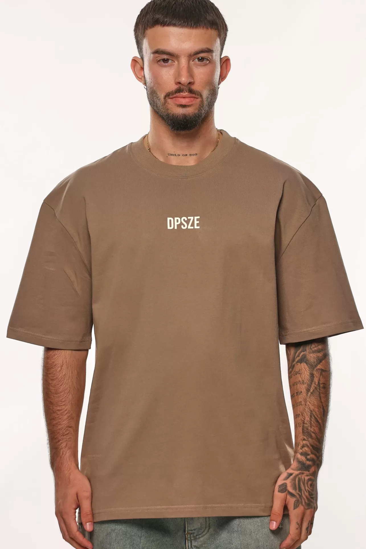 Dropsize HEAVY OVERSIZE MOVING FORWARD T-SHIRT SILVER MINK* T Shirt