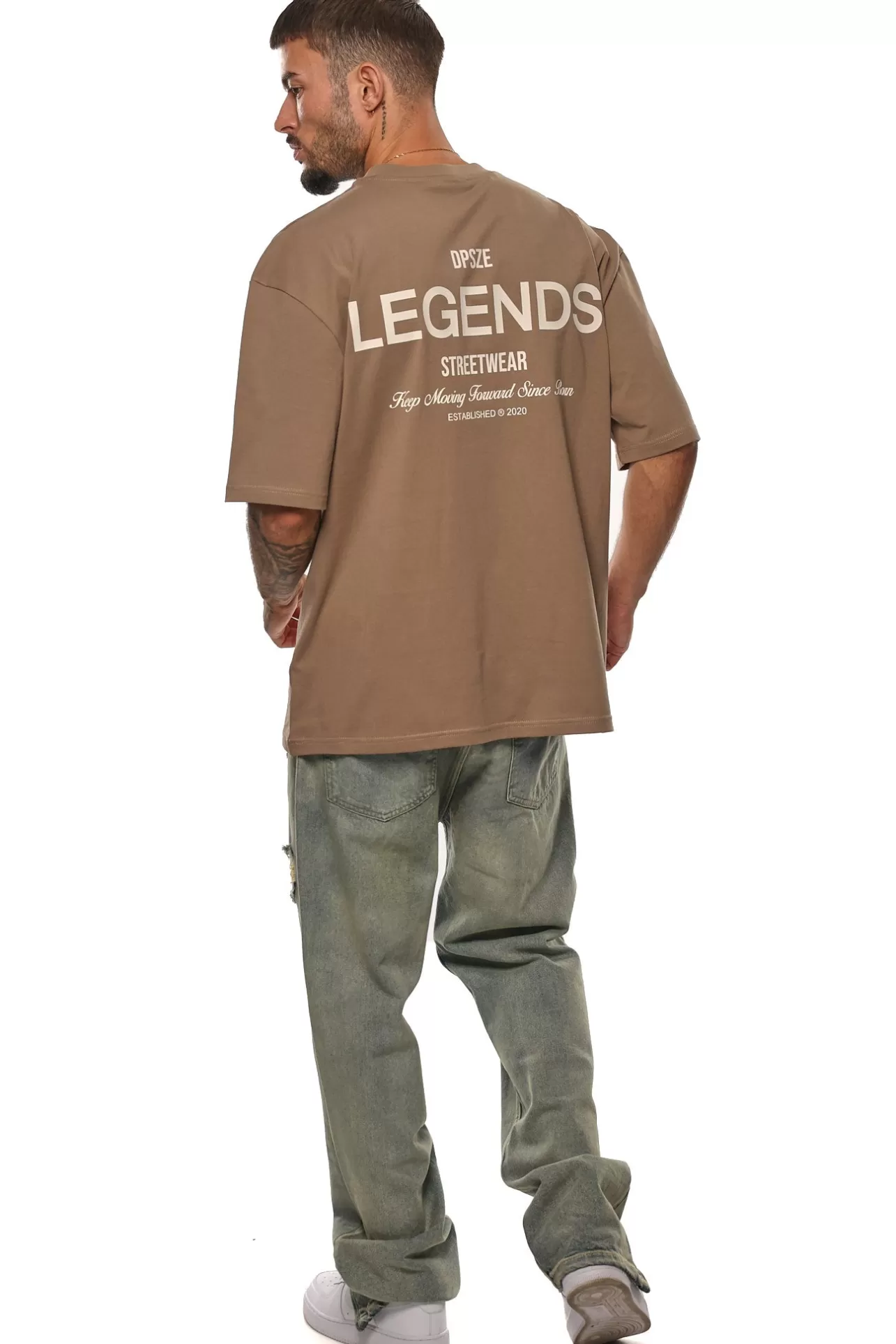 Dropsize HEAVY OVERSIZE MOVING FORWARD T-SHIRT SILVER MINK* T Shirt