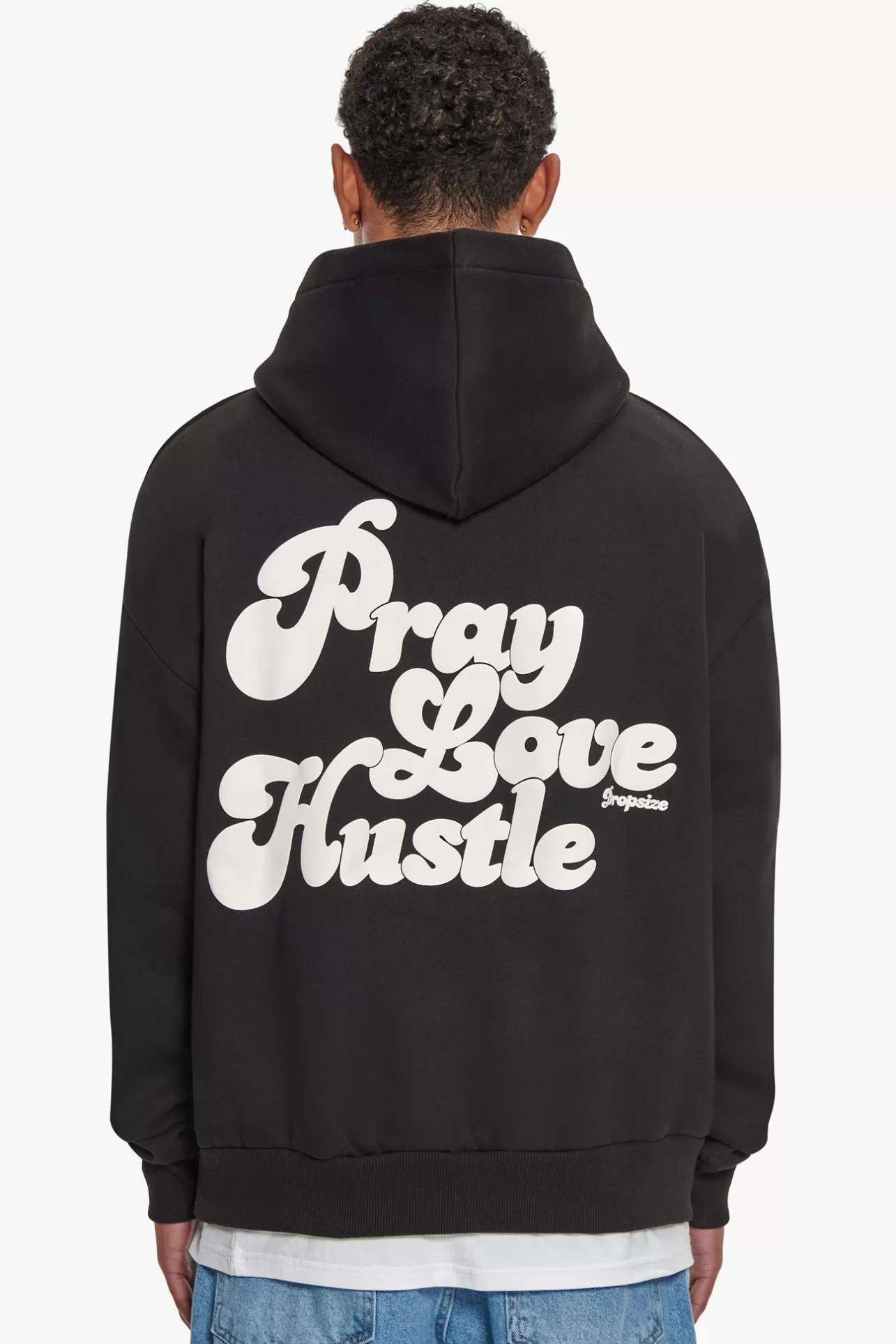 Dropsize HEAVY OVERSIZE PRAY LOVE HUSTLE HOODIE BLACK* Hoodie