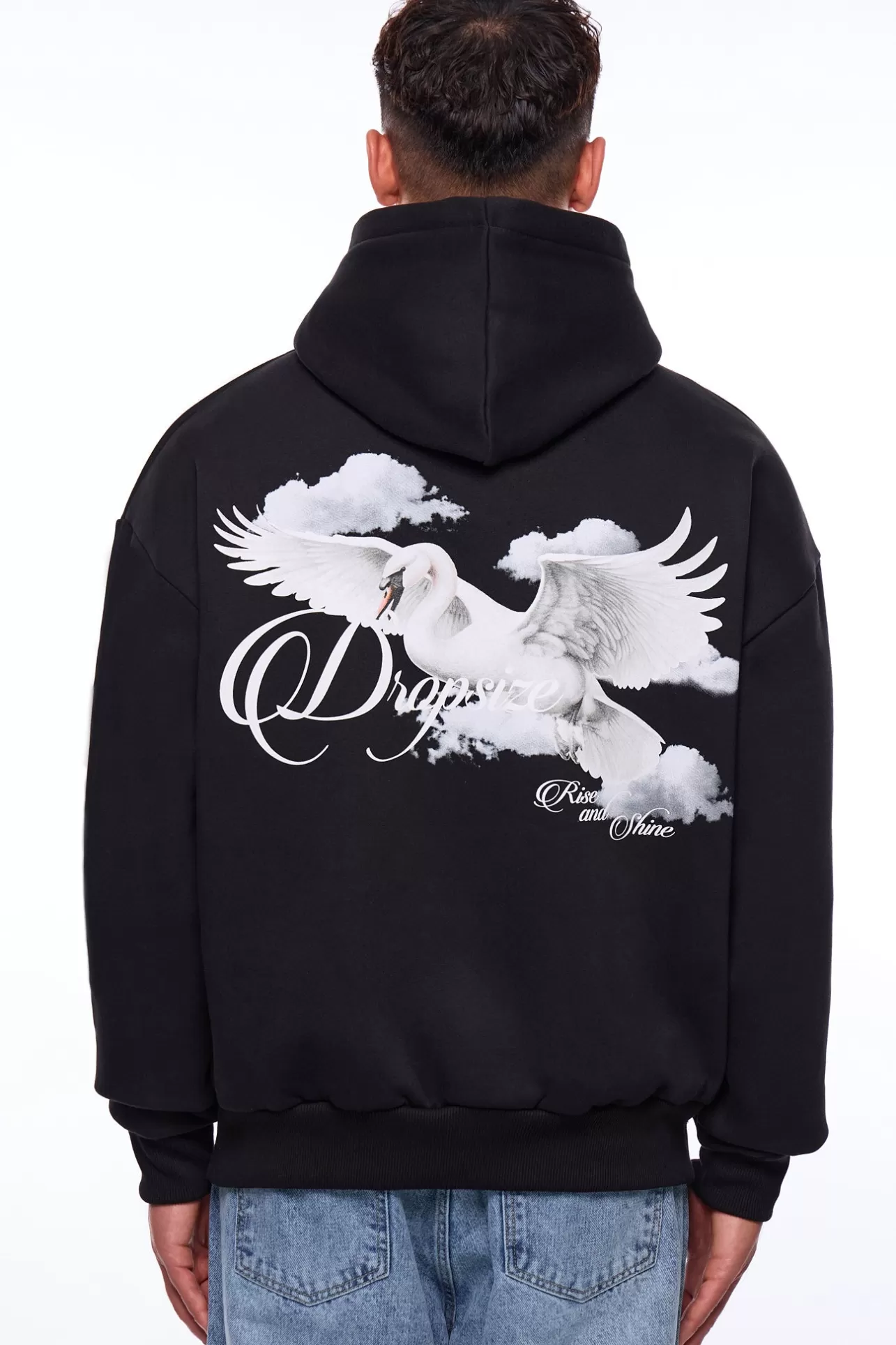 Dropsize HEAVY OVERSIZE RISE AND SHINE HOODIE BLACK* Hoodie
