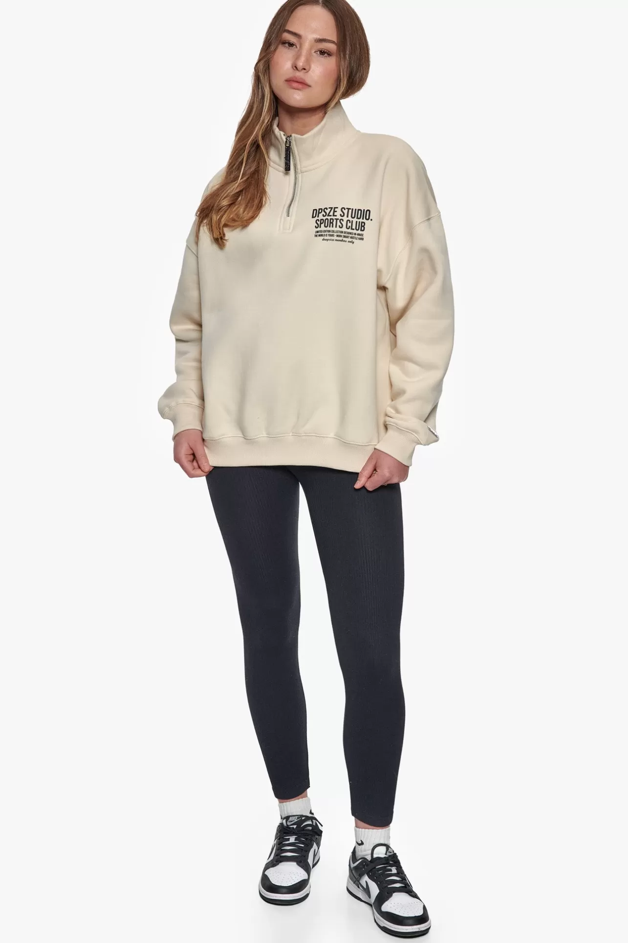 Dropsize HEAVY OVERSIZED SPORTSCLUB HALF ZIP HOODIE COCONUT MILK*Women Women