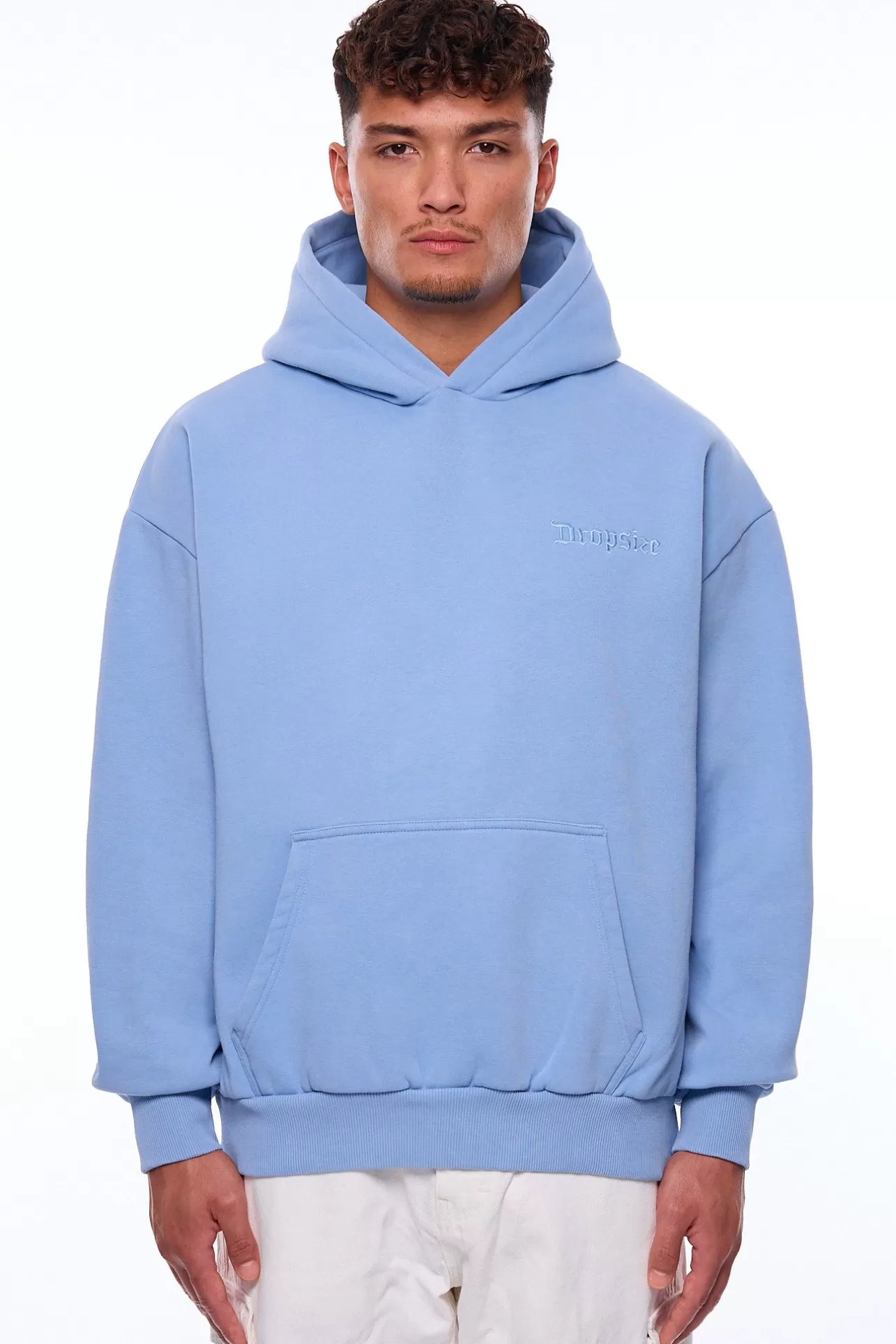 Dropsize HEAVY OVERZIZE EMBO HOODIE BLUE WASHED* Hoodie