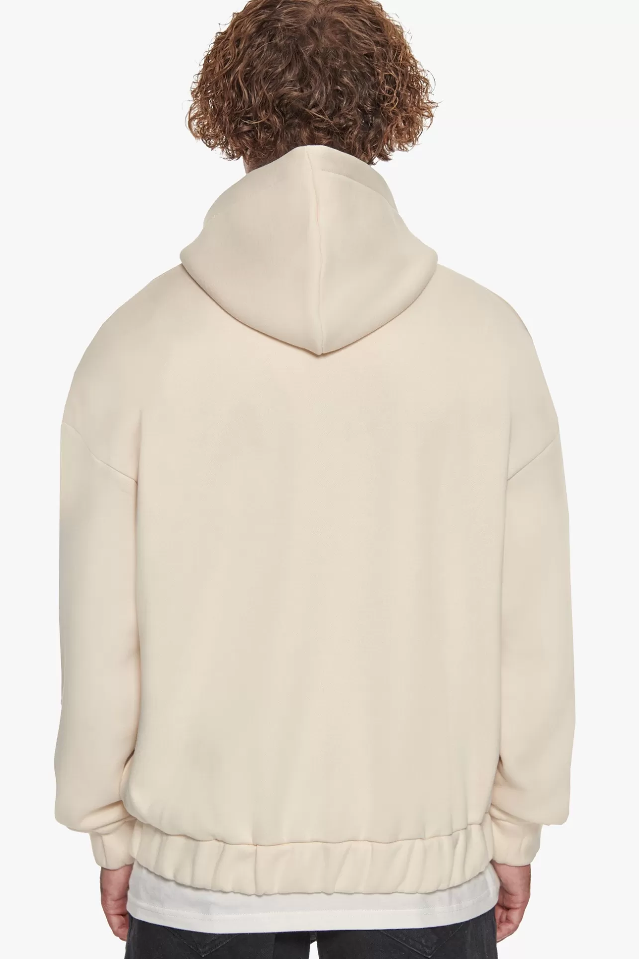 Dropsize SUPER HEAVY OVERSIZE MID FRONT EMBO ZIP HOODIE COCONUT MILK* Zips