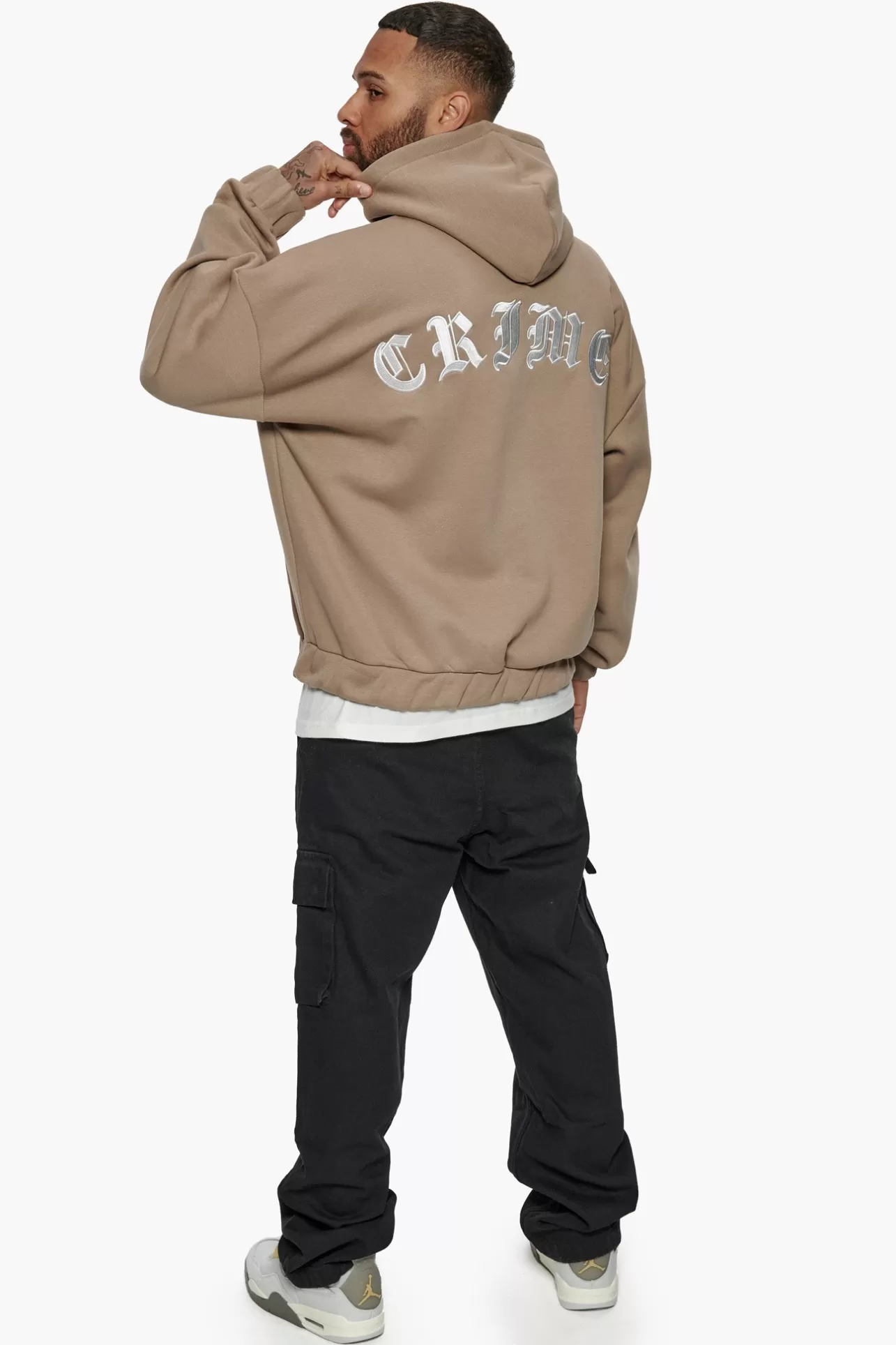 Dropsize SUPER HEAVY OVERSIZED CRIME ZIP HOODIE SILVER MINK* Zips